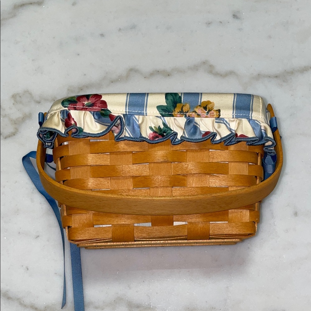 Longaberger Floral Woven Basket with Blue Accents - Picture 6 of 10